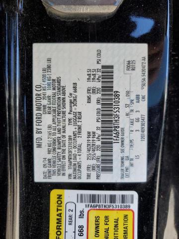 1FA6P8TH3F5310389 - 2015 FORD MUSTANG BLACK photo 13