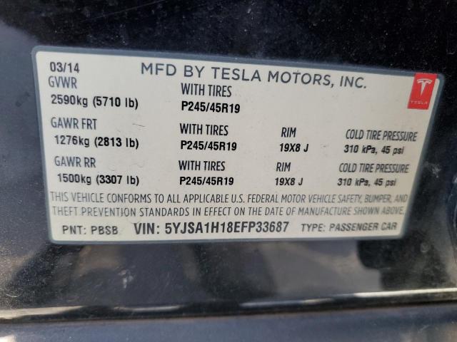 5YJSA1H18EFP33687 - 2014 TESLA MODEL S BLACK photo 12