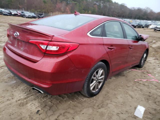 5NPE24AFXFH128414 - 2015 HYUNDAI SONATA SE RED photo 3