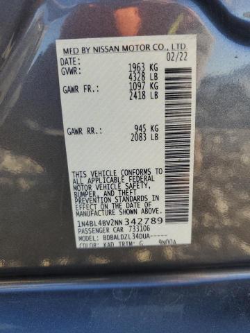 1N4BL4BV2NN342789 - 2022 NISSAN ALTIMA S GRAY photo 13