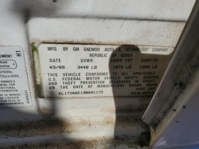 KL1TD66E19B681172 - 2009 CHEVROLET AVEO LS 白色 照片 12
