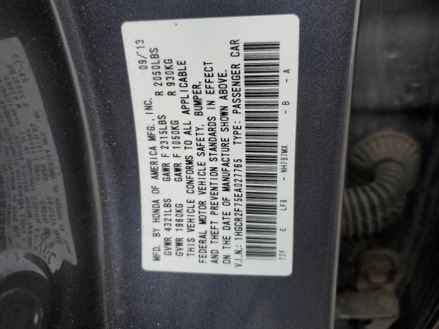 1HGCR2F75EA027765 - 2014 HONDA ACCORD EX GRAY photo 12