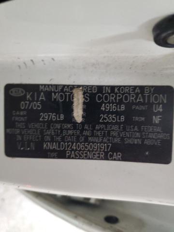 KNALD124065091917 - 2006 KIA AMANTI WHITE photo 12