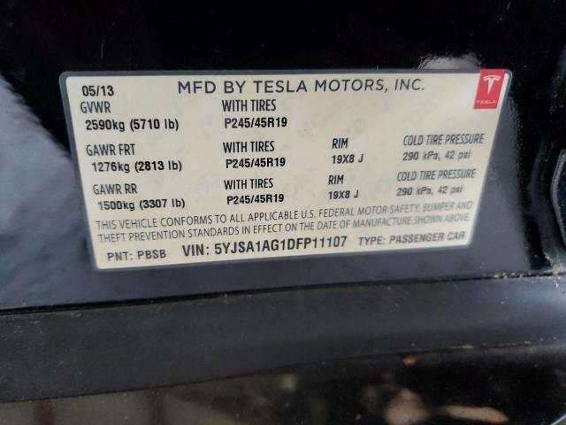 5YJSA1AG1DFP11107 - 2013 TESLA MODEL S BLACK photo 12