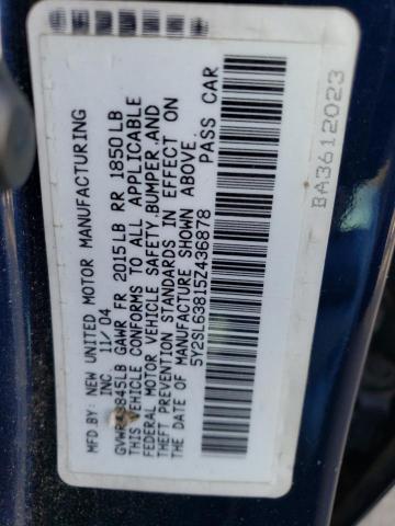 5Y2SL63815Z436878 - 2005 PONTIAC VIBE BLUE photo 12