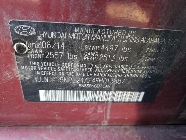 5NPE24AF4FH013887 - 2015 HYUNDAI SONATA SE BURGUNDY photo 12