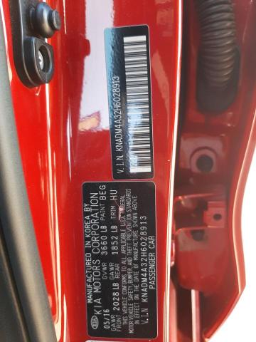 KNADM4A32H6028913 - 2017 KIA RIO LX RED photo 12