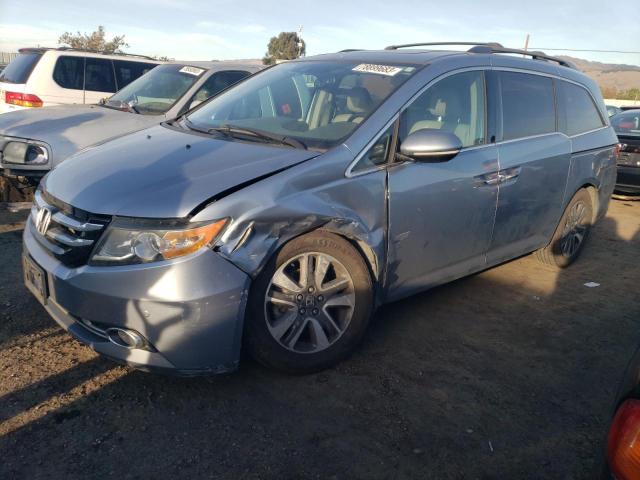 5FNRL5H99EB042240 - 2014 HONDA ODYSSEY TOURING BLUE photo 1