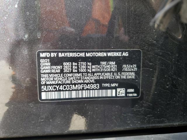 5UXCY4C03M9F94983 - 2021 BMW X6 SDRIVE 40I GRAY photo 13