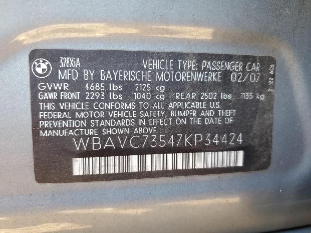 WBAVC73547KP34424 - 2007 BMW 328 XI SULEV GRAY photo 12