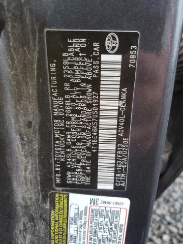 4T1BE46K57U501927 - 2007 TOYOTA CAMRY CE GRAY photo 12