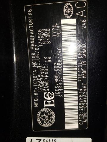 2T1KR32E68C687740 - 2008 TOYOTA COROLLA MA XR BLACK photo 13