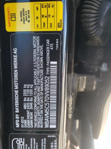 WBAVM5C57DVV89052 - 2013 BMW X1 XDRIVE35I BLACK photo 12