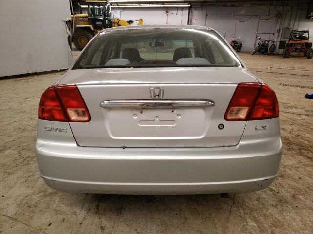 1HGES165X2L070794 - 2002 HONDA CIVIC LX SILVER photo 6