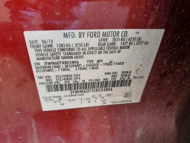 2FMHK6DT5EBD34806 - 2014 FORD FLEX LIMITED BURGUNDY photo 13