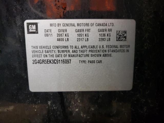 2G4GR5EK3C9116097 - 2012 BUICK REGAL 黑色 照片 12