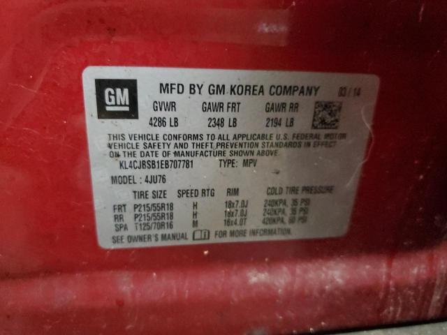 KL4CJBSB1EB707781 - 2014 BUICK ENCORE CONVENIENCE 红色 照片 13