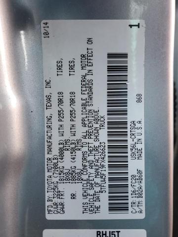 5TFUW5F19FX426623 - 2015 TOYOTA TUNDRA DOUBLE CAB SR/SR5 SILVER photo 13