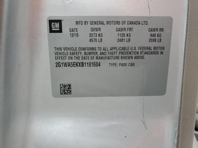 2G1WA5EKXB1191604 - 2011 CHEVROLET IMPALA LS SILVER photo 12