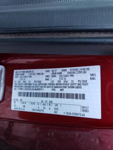 1FMCU9GD3JUA50511 - 2018 FORD ESCAPE SE RED photo 12