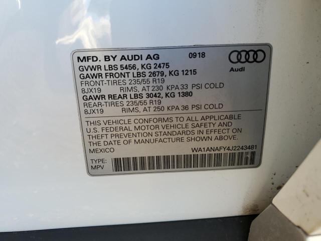 WA1ANAFY4J2243481 - 2018 AUDI Q5 PREMIUM WHITE photo 13