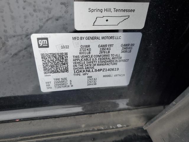 1GKKNLLS4PZ140619 - 2023 GMC ACADIA AT4 BLACK photo 12