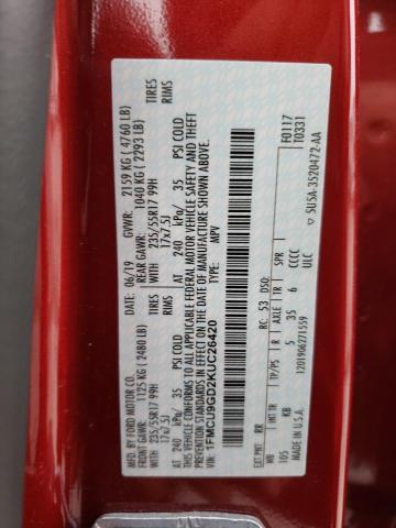 1FMCU9GD2KUC26420 - 2019 FORD ESCAPE SE RED photo 13