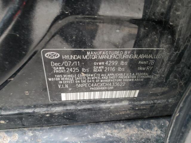 5NPEC4ACXCH433622 - 2012 HYUNDAI SONATA SE BLACK photo 12