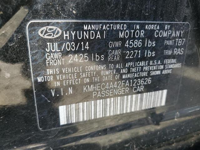 KMHEC4A42FA123626 - 2015 HYUNDAI SONATA HYBRID BLACK photo 12