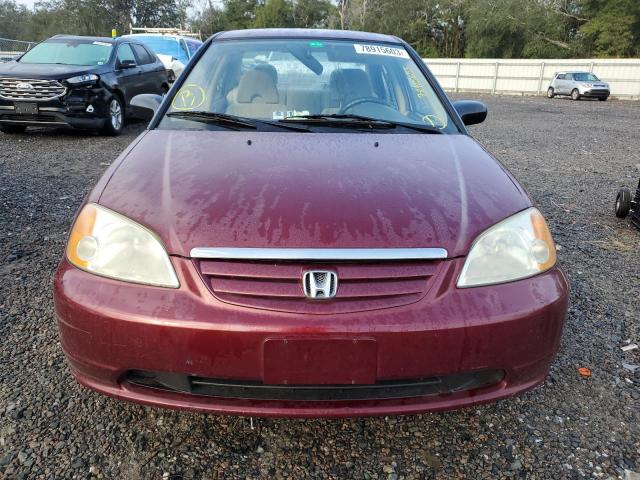 2HGES165X3H558433 - 2003 HONDA CIVIC LX MAROON photo 5