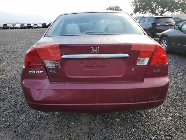 2HGES165X3H558433 - 2003 HONDA CIVIC LX MAROON photo 6