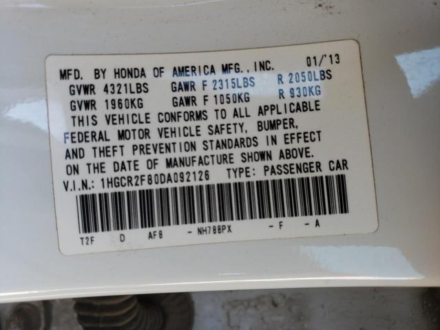 1HGCR2F80DA092126 - 2013 HONDA ACCORD EXL WHITE photo 12