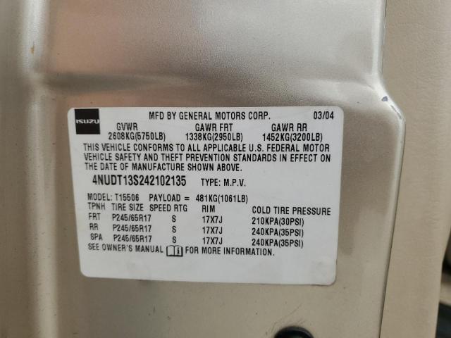 4NUDT13S242102135 - 2004 ISUZU ASCENDER S 金色 照片 13