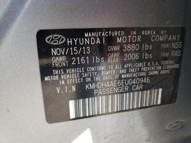 KMHDH4AE6EU040946 - 2014 HYUNDAI ELANTRA SE GRAY photo 12