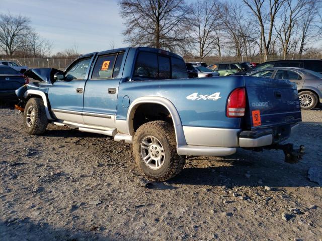 1D7HG48Z43S232995 - 2003 DODGE DAKOTA QUAD SLT BLUE photo 2