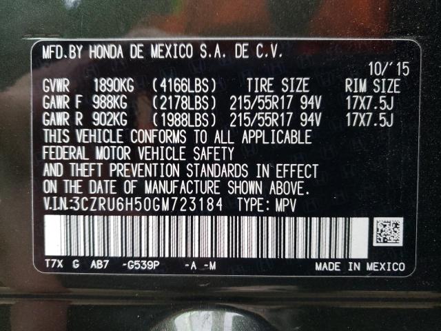 3CZRU6H50GM723184 - 2016 HONDA HR-V EX GREEN photo 14