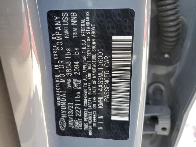 KMHLL4AG9MU136001 - 2021 HYUNDAI ELANTRA SE GRAY photo 13