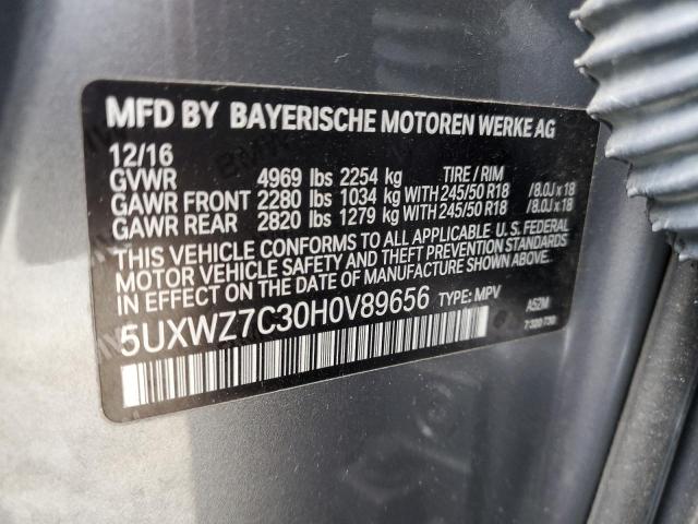 5UXWZ7C30H0V89656 - 2017 BMW X3 SDRIVE28I SILVER photo 12