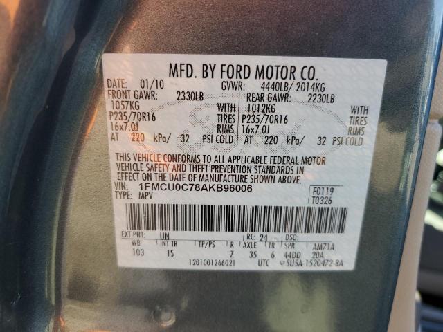 1FMCU0C78AKB96006 - 2010 FORD ESCAPE XLS TEAL photo 12