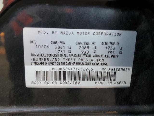 JM1BK32GX71652286 - 2007 MAZDA 3 I BLACK photo 12