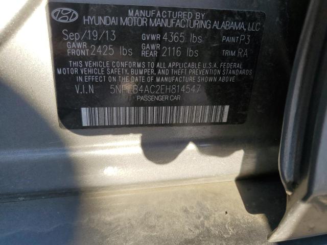 5NPEB4AC2EH814547 - 2014 HYUNDAI SONATA GLS GRAY photo 12