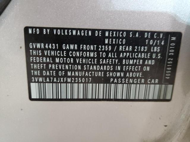 3VWLA7AJXFM235017 - 2015 VOLKSWAGEN JETTA TDI SILVER photo 12