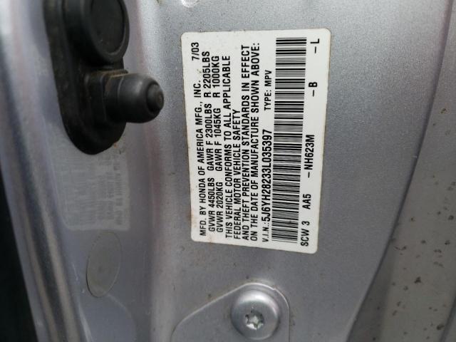 5J6YH28233L035397 - 2003 HONDA ELEMENT DX SILVER photo 12