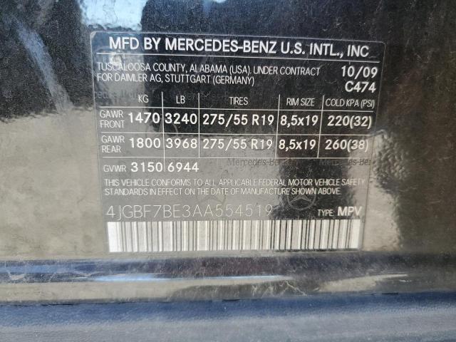 4JGBF7BE3AA554519 - 2010 MERCEDES-BENZ GL 450 4MATIC BLACK photo 13