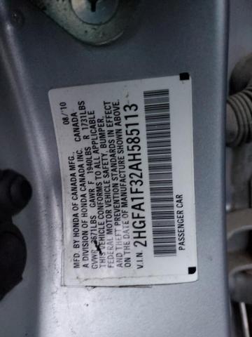 2HGFA1F32AH585113 - 2010 HONDA CIVIC VP SILVER photo 12