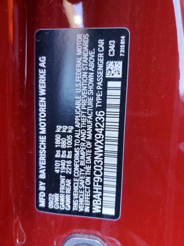 WBAHF9C03NWX94236 - 2022 BMW Z4 M40I RED photo 12