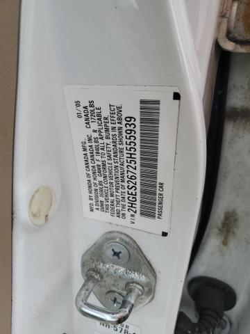 2HGES26725H555939 - 2005 HONDA CIVIC EX WHITE photo 12