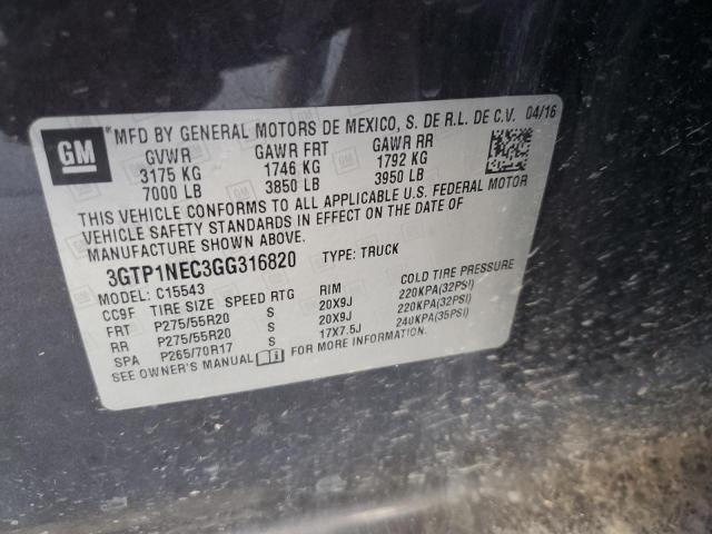 3GTP1NEC3GG316820 - 2016 GMC SIERRA C1500 SLT BLACK photo 12