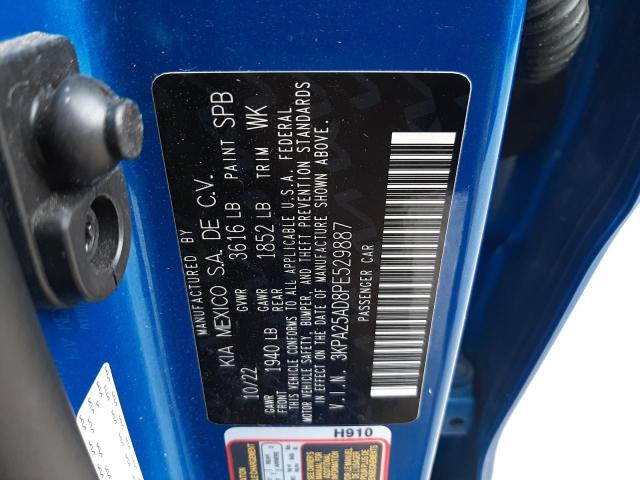 3KPA25AD8PE529887 - 2023 KIA RIO S BLUE photo 12