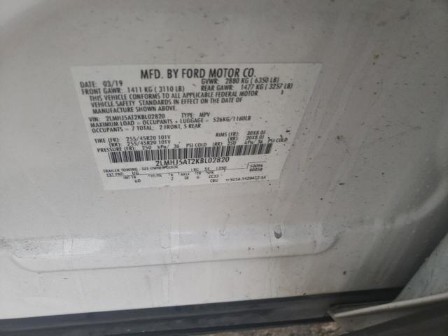 2LMHJ5AT2KBL02820 - 2019 LINCOLN MKT WHITE photo 13